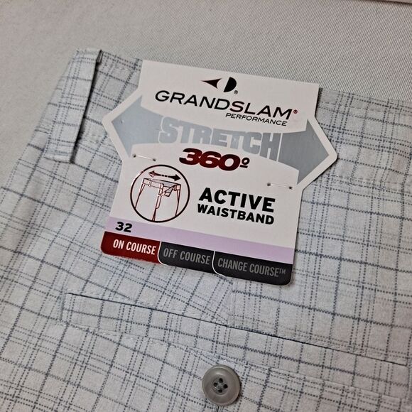 Grand Slam Golf Shorts Mens 32 Stretch Active Waistband Flat Front Bright White - Picture 3 of 7